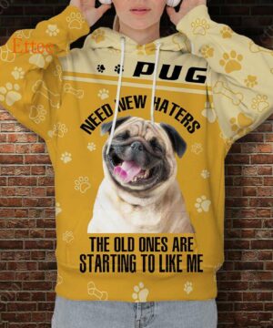 Pug 3D Unisex Hoodie, Need New Haters - Ettee - 3D