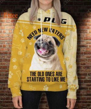 Pug 3D Unisex Hoodie, Need New Haters - Ettee - 3D