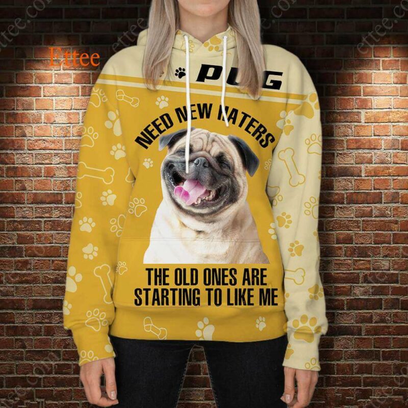 Pug 3D Unisex Hoodie, Need New Haters - Ettee - 3D