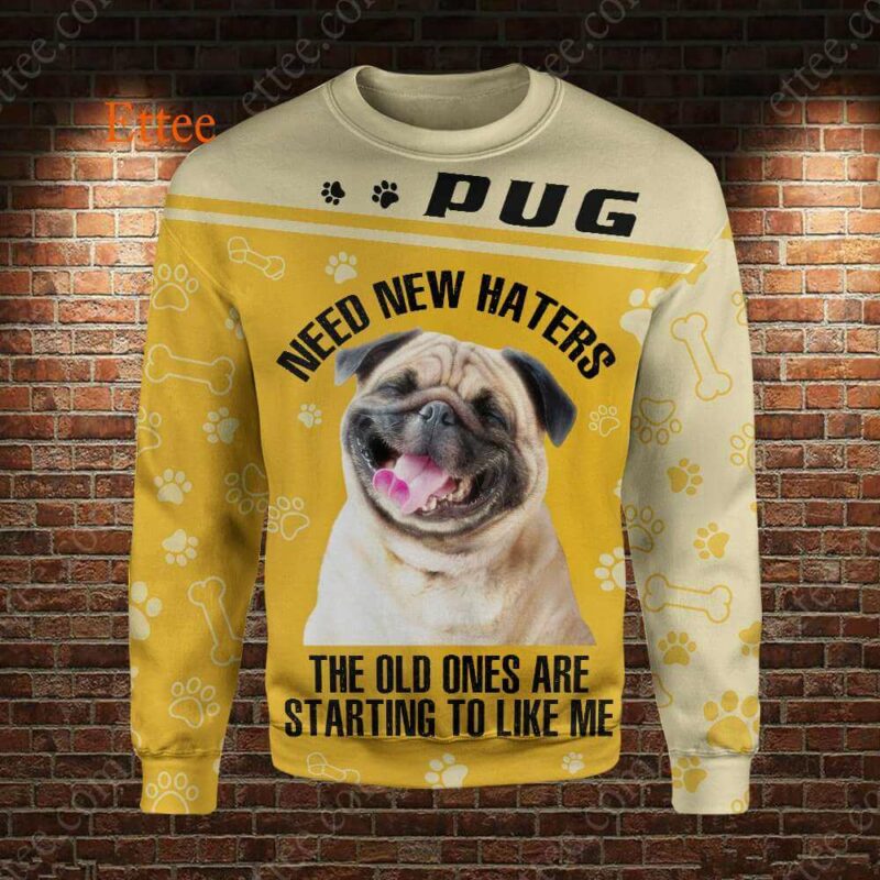 Pug 3D Unisex Hoodie, Need New Haters - Ettee - 3D