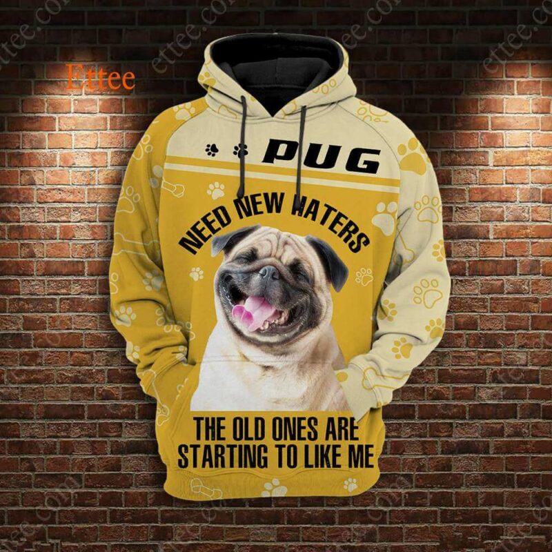 Pug 3D Unisex Hoodie, Need New Haters - Ettee - 3D