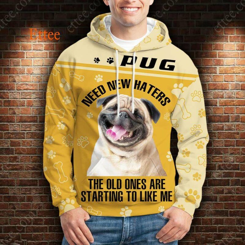 Pug 3D Unisex Hoodie, Need New Haters - Ettee - 3D