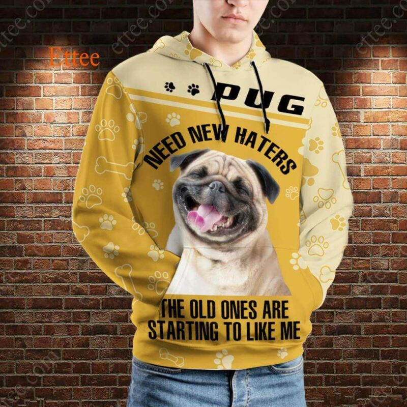 Pug 3D Unisex Hoodie, Need New Haters - Ettee - 3D