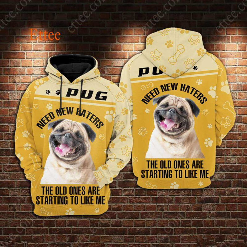 Pug 3D Unisex Hoodie, Need New Haters - Ettee - 3D