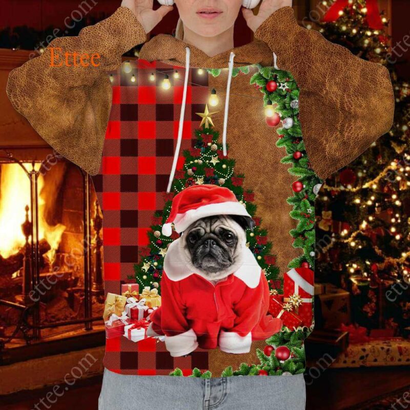 Pug Christmas Cute Dog 3D Unisex Hoodie - Ettee - 3D