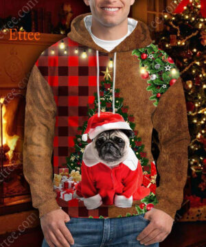 Pug Christmas Cute Dog 3D Unisex Hoodie - Ettee - 3D