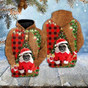 Pug Christmas Cute Dog 3D Unisex Hoodie - Ettee - 3D
