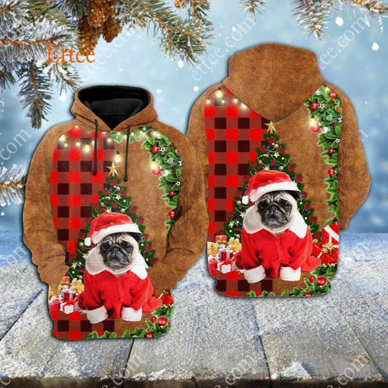 Pug Christmas Cute Dog 3D Unisex Hoodie - Ettee - 3D