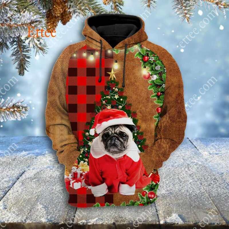 Pug Christmas Cute Dog 3D Unisex Hoodie - Ettee - 3D