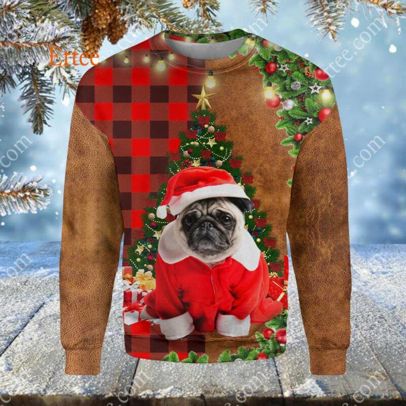 Pug Christmas Cute Dog 3D Unisex Hoodie - Ettee - 3D