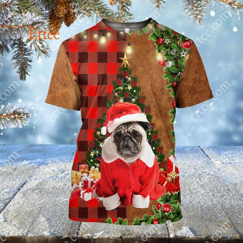 Pug Christmas Cute Dog 3D Unisex Hoodie - Ettee - 3D