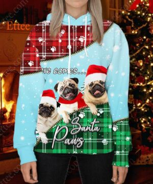 Pug Santa Paws Christmas 3D Hoodie Unisex - Ettee - 3D Hoodie