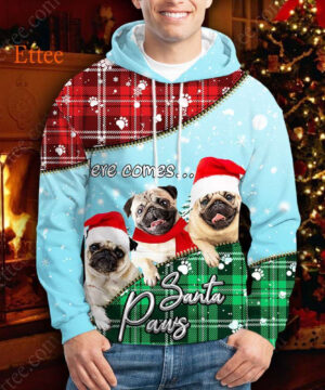 Pug Santa Paws Christmas 3D Hoodie Unisex - Ettee - 3D Hoodie