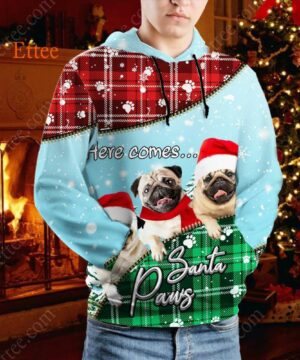 Pug Santa Paws Christmas 3D Hoodie Unisex - Ettee - 3D Hoodie