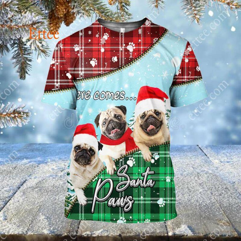 Pug Santa Paws Christmas 3D Hoodie Unisex - Ettee - 3D Hoodie