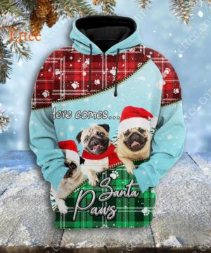 Pug Santa Paws Christmas 3D Hoodie Unisex - Ettee - 3D Hoodie