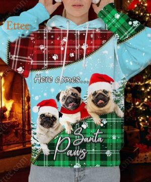 Pug Santa Paws Christmas 3D Hoodie Unisex - Ettee - 3D Hoodie