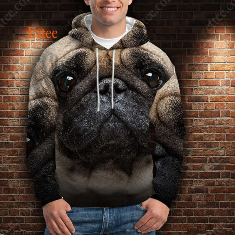 Pug Soulful Eyes 3D Unisex Hoodie - Ettee - 3D