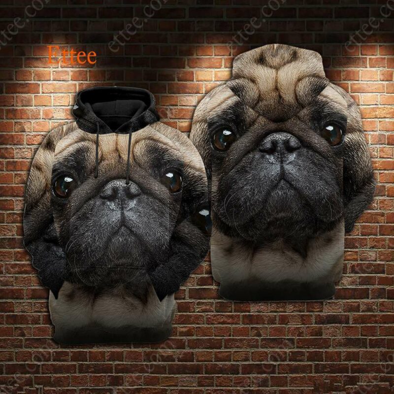 Pug Soulful Eyes 3D Unisex Hoodie - Ettee - 3D