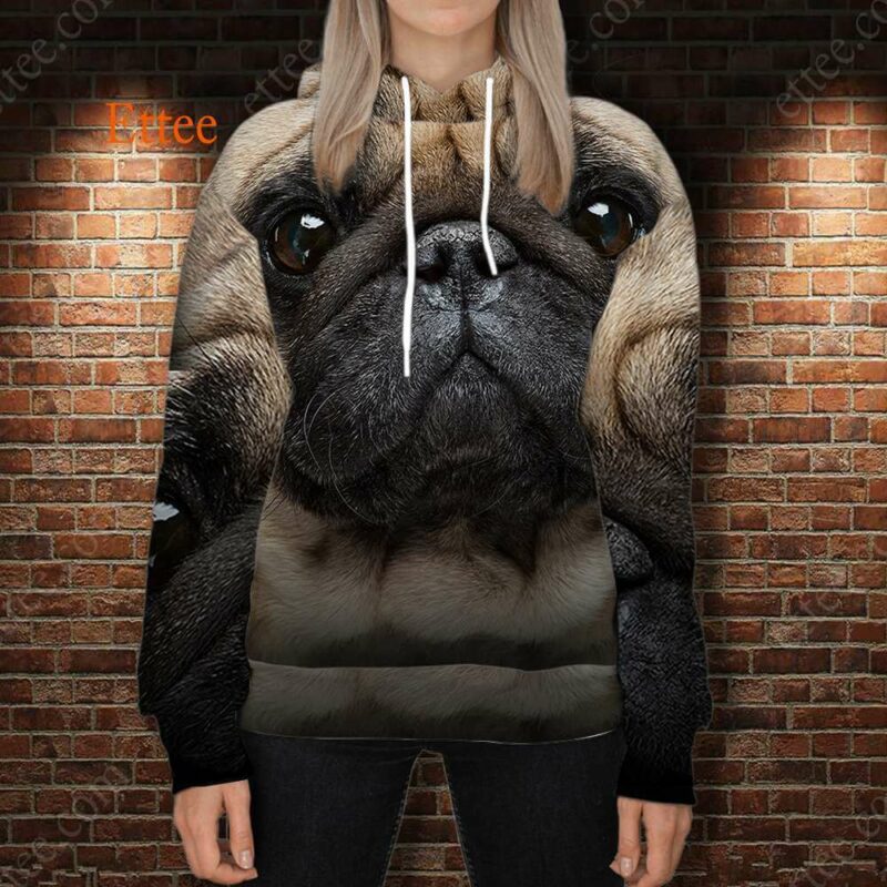 Pug Soulful Eyes 3D Unisex Hoodie - Ettee - 3D