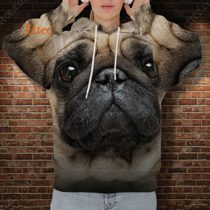 Pug Soulful Eyes 3D Unisex Hoodie - Ettee - 3D