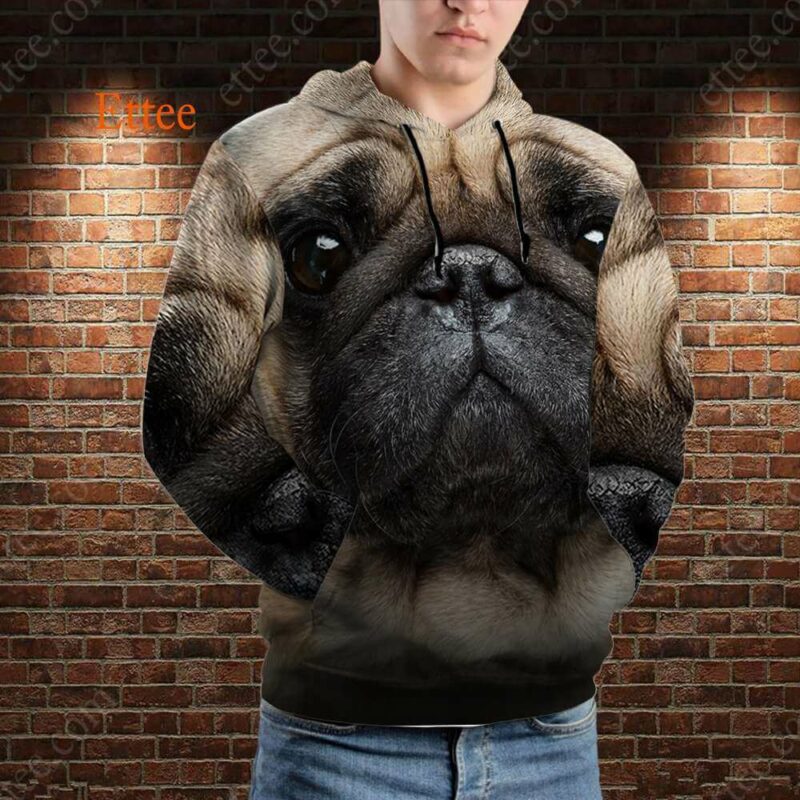 Pug Soulful Eyes 3D Unisex Hoodie - Ettee - 3D