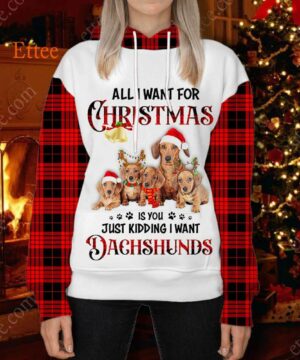 Wiener Dog Mom Christmas 3D Unisex Hoodie, Just Kidding I Want Dachshunds - Ettee - 3D