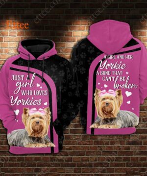 Yorkshire Terrier 3D Unisex Hoodie, A Bond That Can't Be Broken - Ettee - 3D