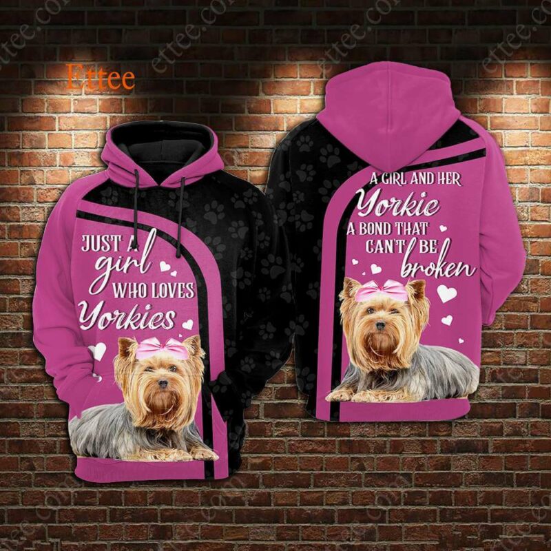 Yorkshire Terrier 3D Unisex Hoodie, A Bond That Can't Be Broken - Ettee - 3D