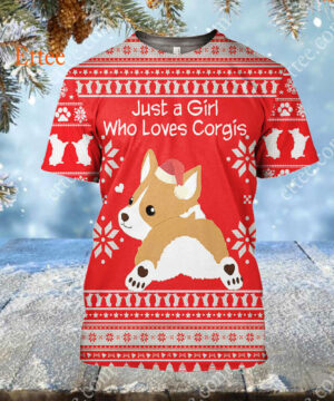 Corgi Christmas 3D Hoodie, Just a Girl Who Lovers Corgis - Ettee - 3D Hoodie