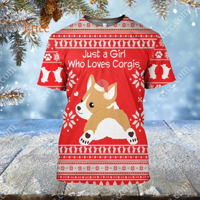 Corgi Christmas 3D Hoodie, Just a Girl Who Lovers Corgis - Ettee - 3D Hoodie