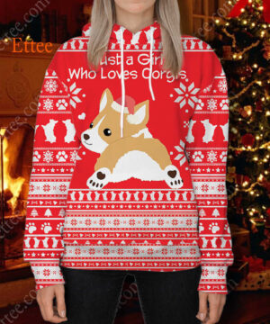 Corgi Christmas 3D Hoodie, Just a Girl Who Lovers Corgis - Ettee - 3D Hoodie