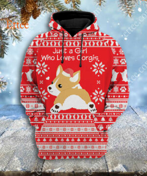 Corgi Christmas 3D Hoodie, Just a Girl Who Lovers Corgis - Ettee - 3D Hoodie