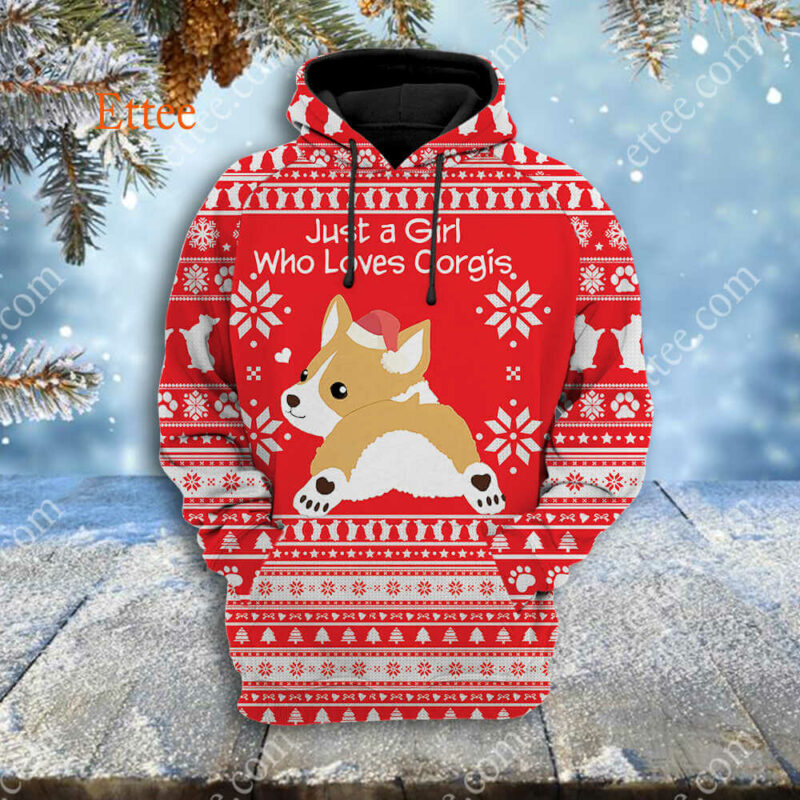 Corgi Christmas 3D Hoodie, Just a Girl Who Lovers Corgis - Ettee - 3D Hoodie