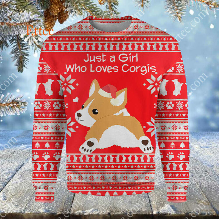 Corgi Christmas 3D Hoodie, Just a Girl Who Lovers Corgis - Ettee - 3D Hoodie