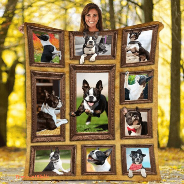 3D Boston Terrier Dog Fleece Quilt Blanket Gift For Dog Lover. Foldable And Compact - Super King - Ettee
