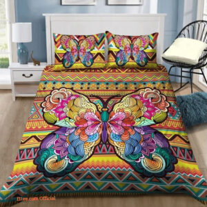 3D Butterfly Brocade Pattern Cotton Bed Sheets Spread Comforter Bedding Sets - King - Ettee