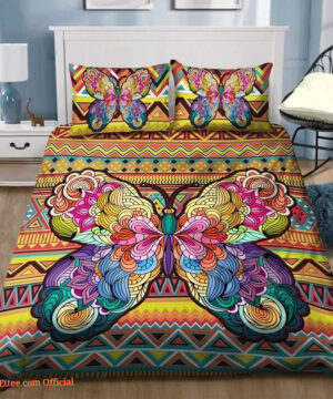 3D Butterfly Brocade Pattern Cotton Bed Sheets Spread Comforter Bedding Sets - King - Ettee