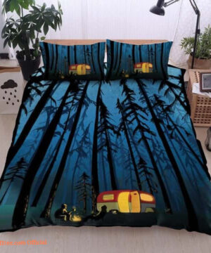 3D Camping Car In The Forest At Night Cotton Bed Sheets Spread Comforter Duvet Cover Bedding Sets - Twin - Ettee