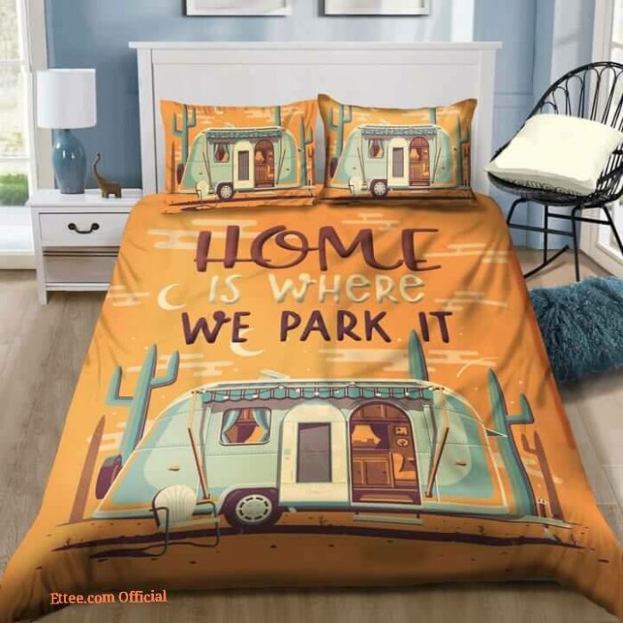 3D Camping Home Is Where We Park It Cotton Bed Sheets Spread Comforter Duvet Cover Bedding Sets - King - Ettee