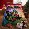 3D Colorful Butterfly Painting Art Cotton Bed Sheets Spread Comforter Bedding Sets - King - Ettee