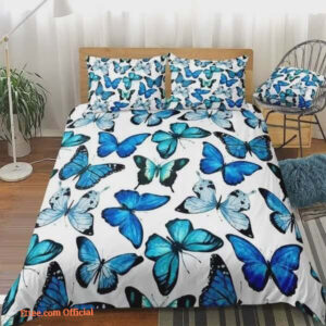 Beige Butterfly Themed Cotton Bed Sheets Spread Comforter Bedding Sets - King - Ettee