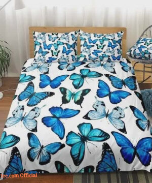 Beige Butterfly Themed Cotton Bed Sheets Spread Comforter Bedding Sets - King - Ettee