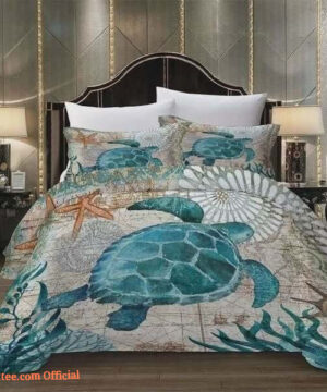 3D Sea Turtle Cotton Bed Sheets Spread Comforter Duvet Cover Bedding Sets - King - Ettee