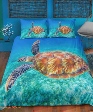 3D Sea Turtle Marine Animal Cotton Bed Sheets Spread Comforter Duvet Cover Bedding Sets - King - Ettee