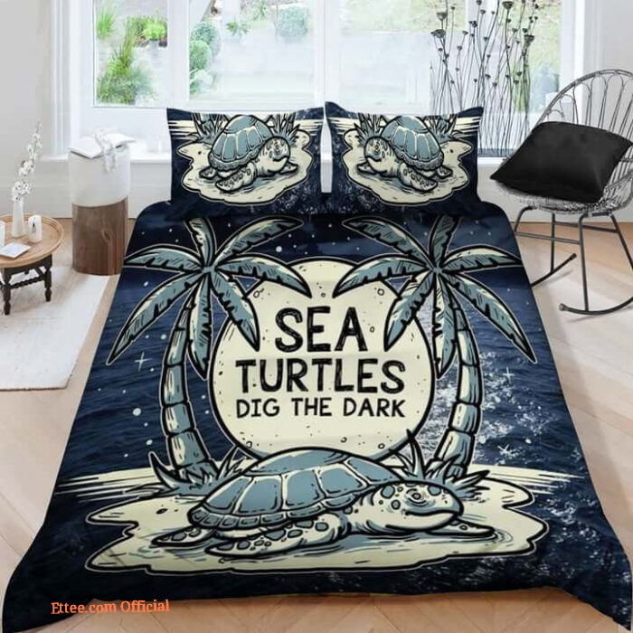 3D Sea Turtles Dig The Dark Cotton Bed Sheets Spread Comforter Duvet Cover Bedding Sets - King - Ettee