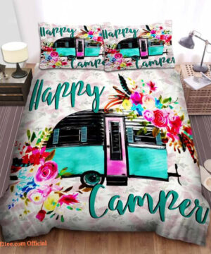 3D Camping Car Happy Camper Cotton Bed Sheets Spread Comforter - Twin - Ettee