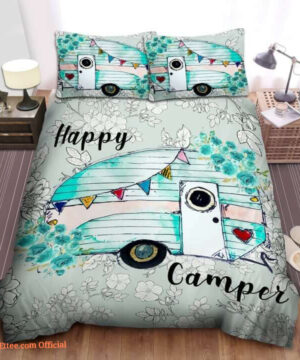 3D Camping Car Happy Camper Cotton Bed Sheets Spread Comforter Duvet Cover Bedding Set - Twin - Ettee