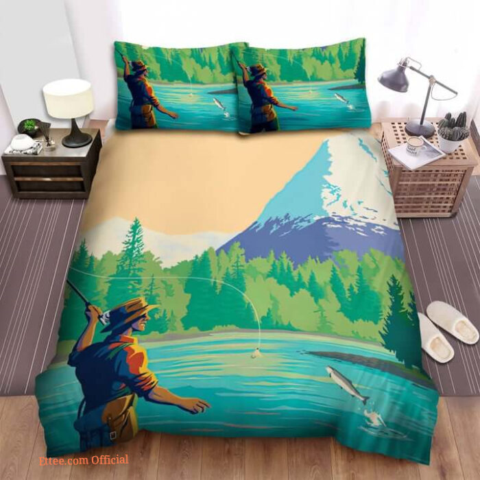 Alaska Kenai River Fishing Bed Sheets Spread Comforter Duvet Cover Bedding Sets - Ettee - Alaska