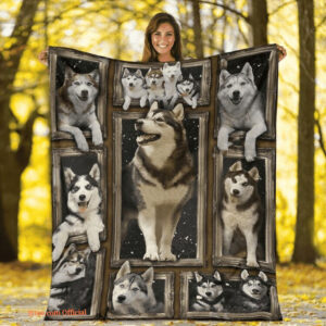 Alaskan Malamute Dog Sherpa Fleece Blanket Husky Quilt Blanket Cute Husky Dog - Super King - Ettee